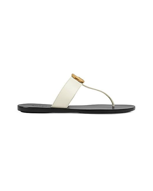 Gucci Marmont Leather Thong Sandals With Double G Mystic