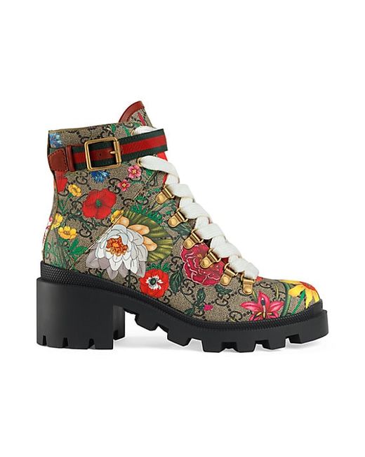 Gucci GG Floral Ankle Boots