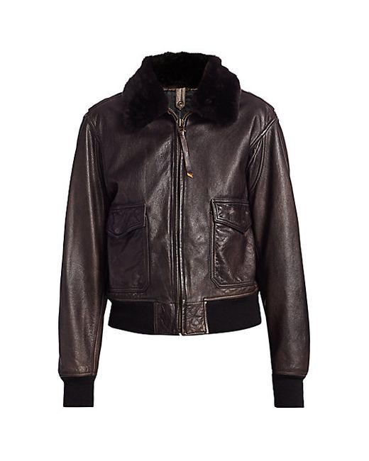 Re/Done 40s Flight Faux-Shearling Collar Leather Jacket