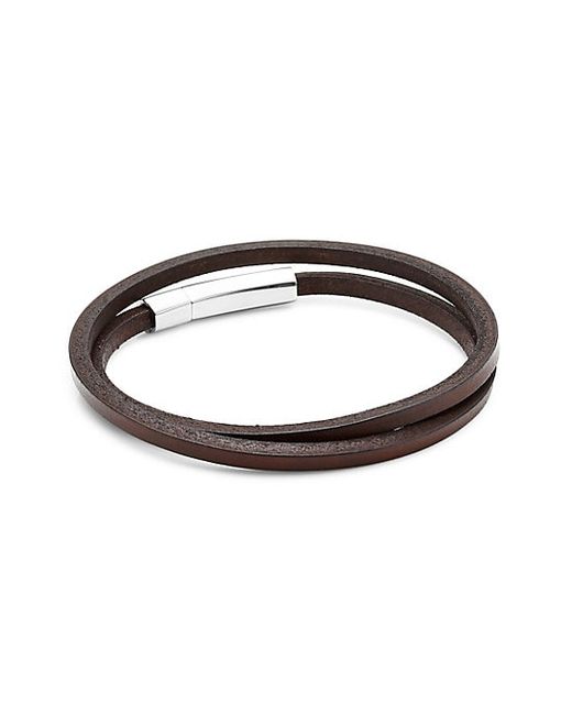 Jonas Studio Village Leather Stainless Steel Double-Wrap Bracelet