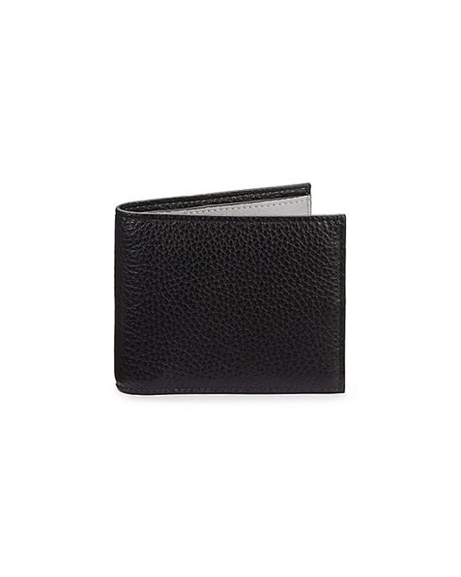 Saks Fifth Avenue COLLECTION Tricolor Bi-Fold Leather Wallet Black