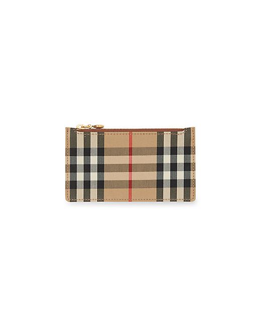 Burberry Somerset Vintage Check Leather Zip Card Case
