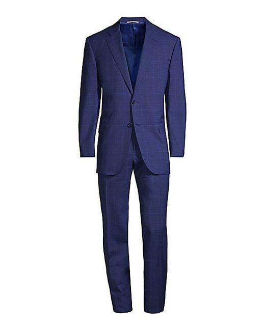 Canali Check Wool Suit 56 46