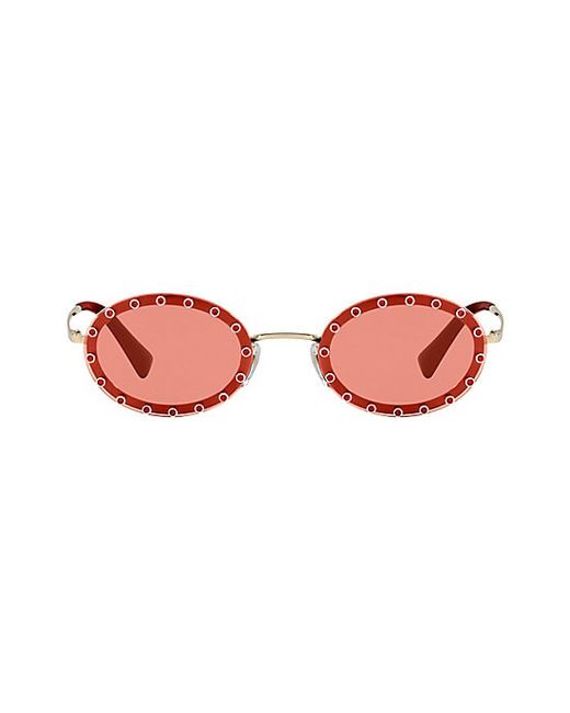 Valentino Garavani 51MM Solid Embellished Oval Sunglasses