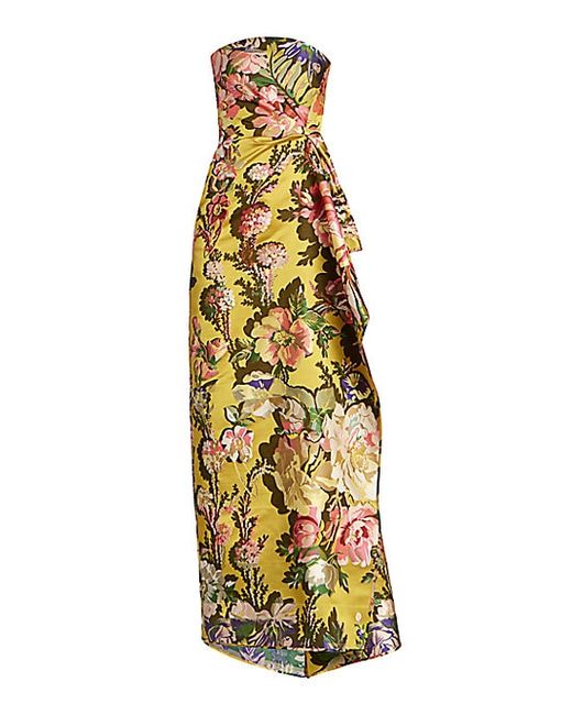 Dries Van Noten Strapless Brocade Floral Gown