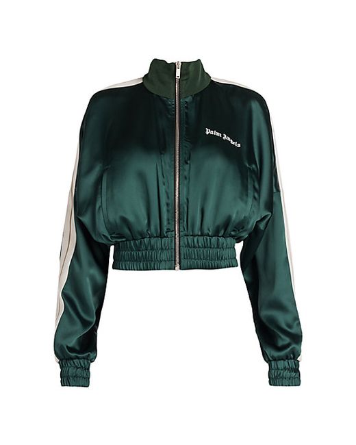 Palm Angels Cropped Satin Track Jacket