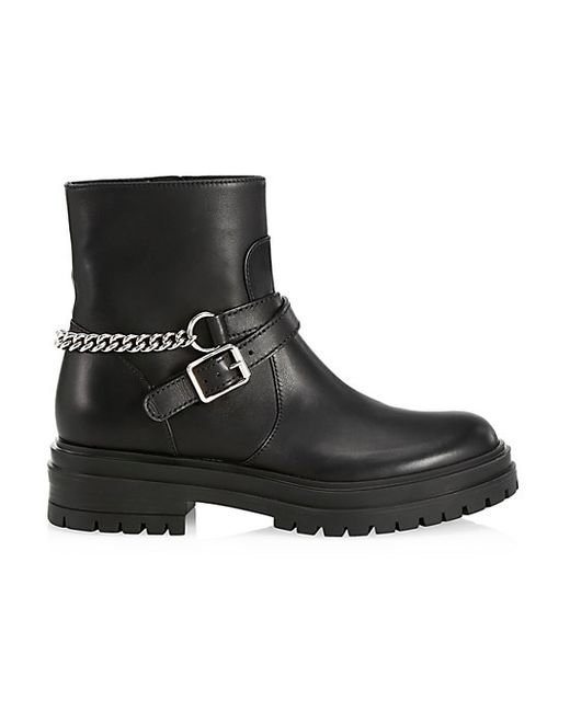 Gianvito Rossi Chain-Trimmed Leather Combat Boots