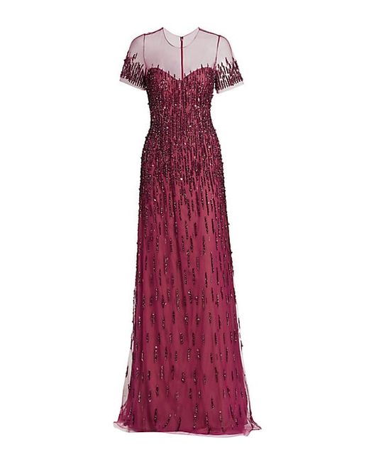 Pamella Roland Tulle Sequin Embellished Gown