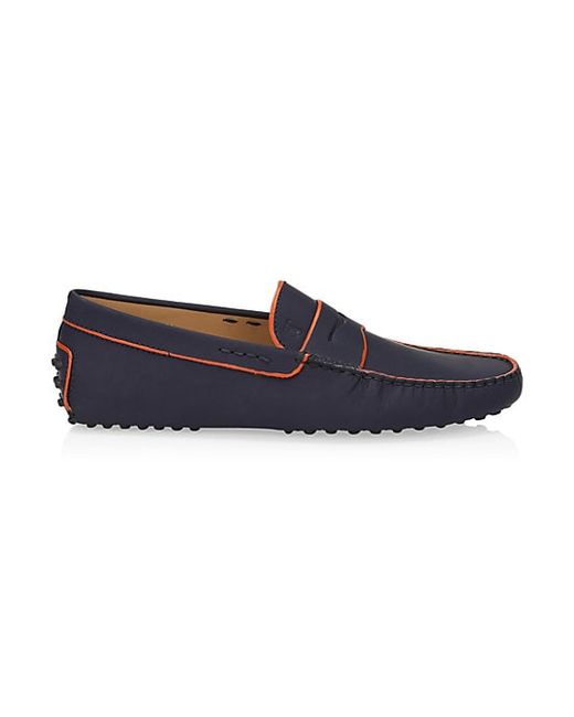 Tod's Piping Detail Leather Penny Loafers