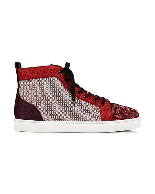Christian Louboutin Louis Mix Media Jacquard Leather High-Top Sneakers