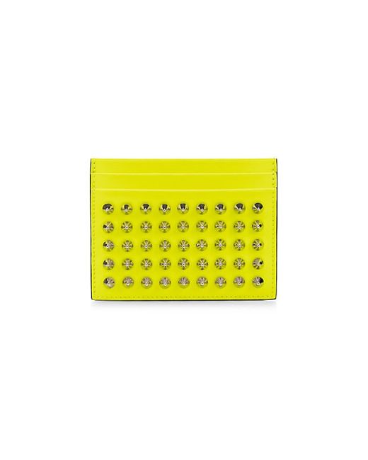 Christian Louboutin Kios Neon Spiked Leather Card Case Yellow