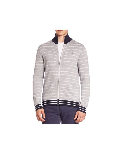 Lacoste Striped Zip-Front Cardigan