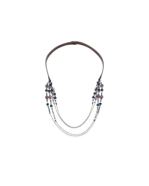 Peserico Multi-Strand Beaded Leather Necklace