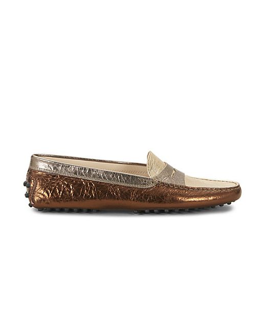 Tod's Gommini Metallic Leather Driving Loafers