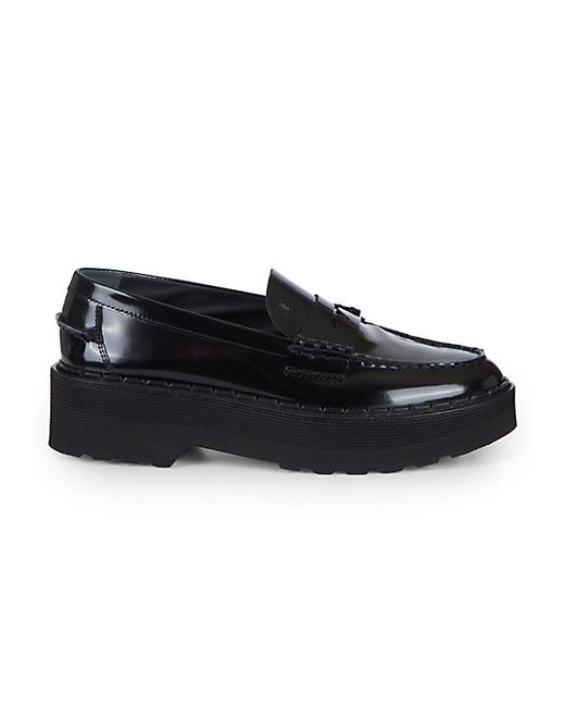 Tod's Patent Leather Platform Penny Loafers
