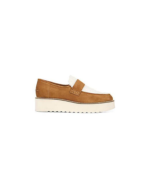 Vince Zola Platform Faux Shearling-Trimmed Suede Loafers