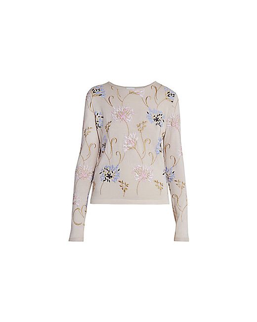 Giambattista Valli Floral-Embroidered Cashmere Silk Sweater