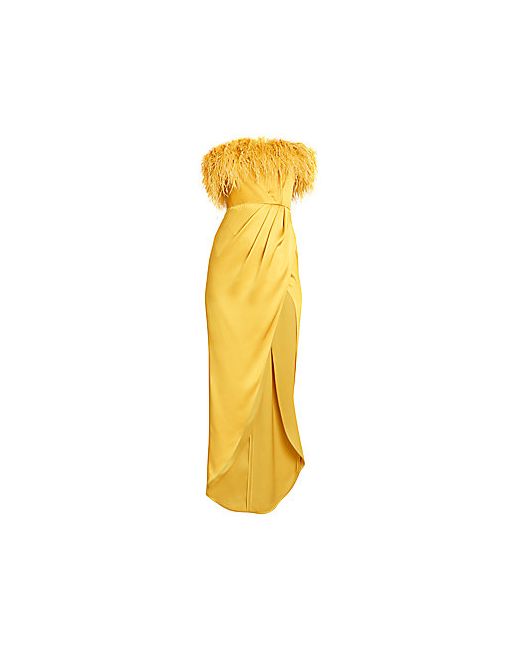Unbranded Ostrich Feather Silk Slit Gown