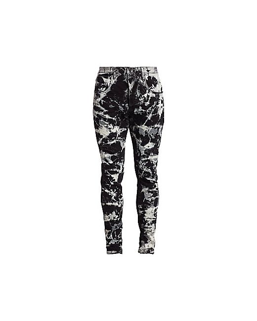 Purple P002 Dropped Fit Marble-Print Skinny Jeans