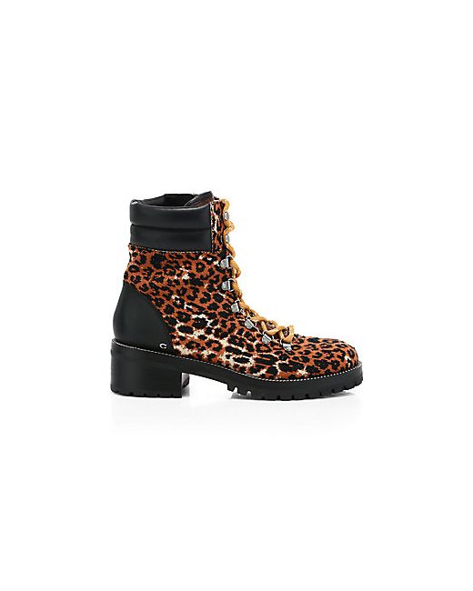 Coach Lorren Leather-Trimmed Leopard-Print Tweed Hiking Boots
