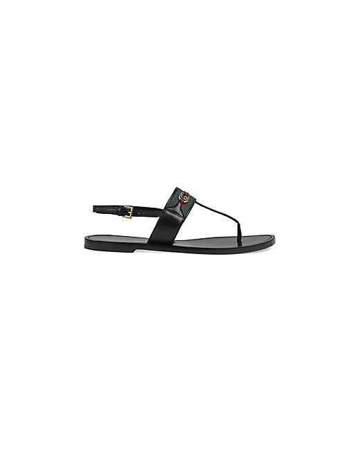 Gucci Leather Thong Sandals with Web