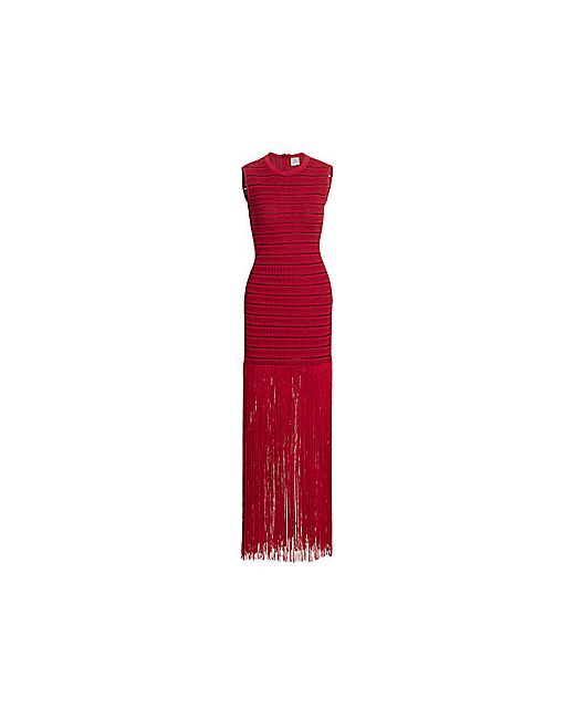 Hervé Léger Fringe Crochet Maxi Dress