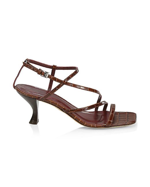 Staud Gita Croc-Embossed Leather Sandals 38