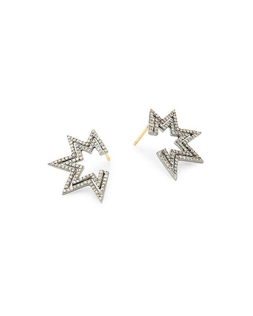 Nina Gilin Black Rhodium-Plated Diamond Star Earrings