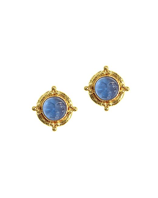 Elizabeth Locke Venetian Glass Intaglio Cerulean Man-In-The-Moon Stud Earrings