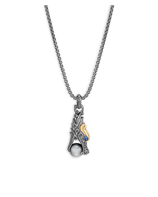 John Hardy Legends 18K Gold Silver Sapphire Dragon Pendant Necklace