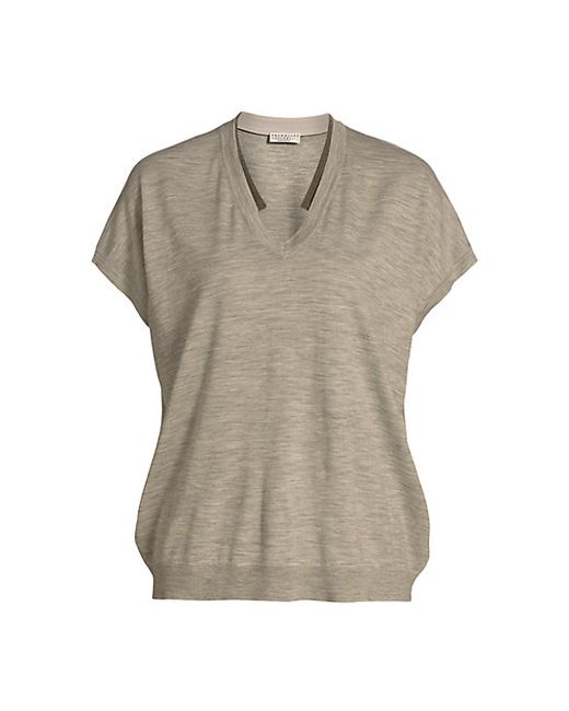 Brunello Cucinelli Cashmere Short-Sleeve Monili Knit T-Shirt