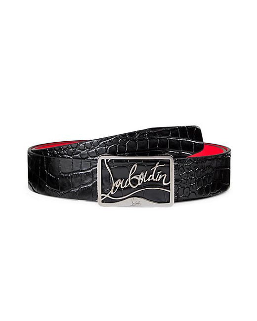 Christian Louboutin Ricky Embossed Leather Belt 90 36