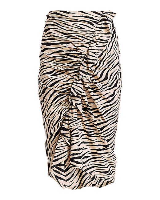 A.L.C. . Metz Tiger-Print Stretch Silk Ruffle Skirt