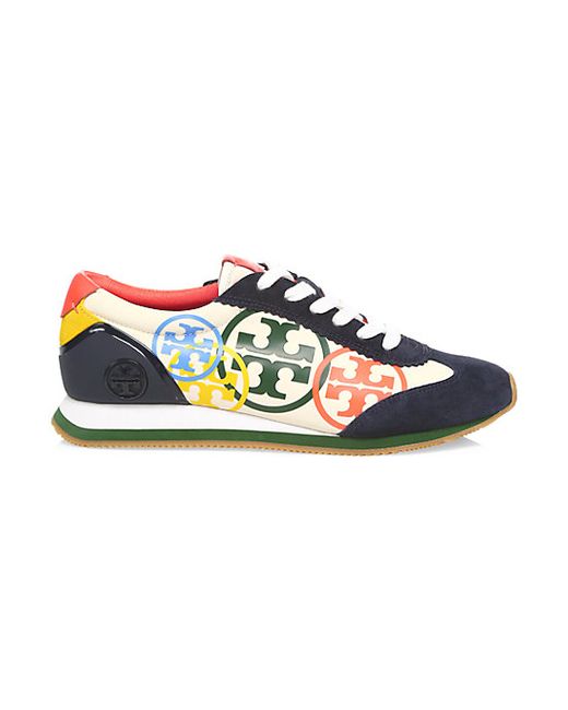 Tory Burch Hank Logo Leather-Trimmed Sneakers