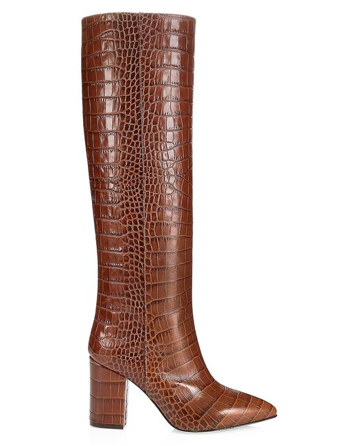 Paris Texas Knee-High Croc-Embossed Leather Boots 39 9
