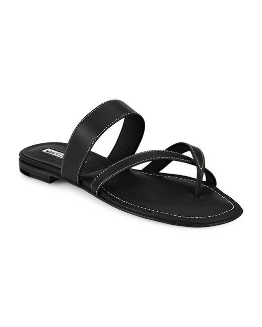 Manolo Blahnik Susa Leather Thong Sandals 41 11