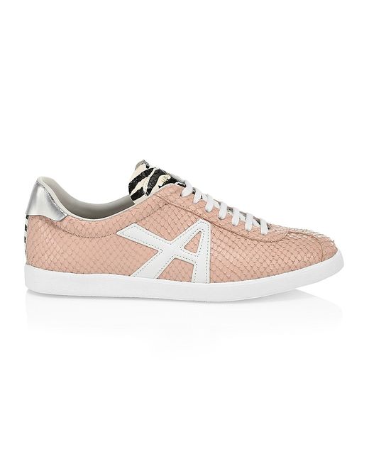 Aquazzura The A Snakeskin-Trimmed Leather Sneakers 37.5 7.5