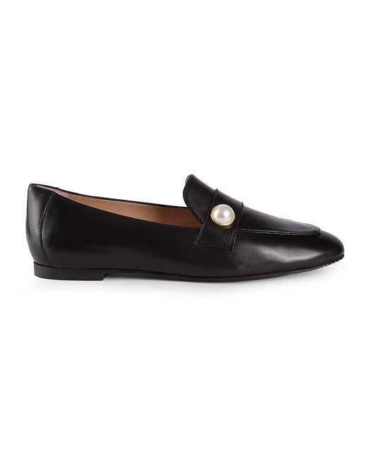 Stuart Weitzman Payson Faux Pearl-Embellished Leather Loafers