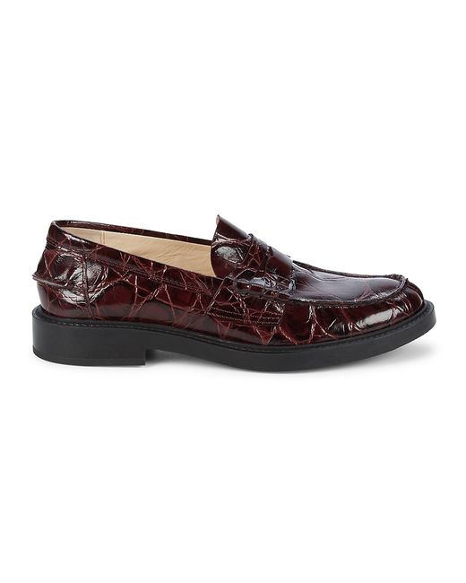 Tod's Croc-Embossed Leather Penny Loafers 40 10