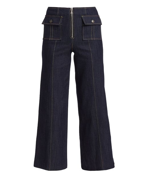 Cinq a Sept Azure Front High-Rise Wide-Leg Crop Jeans