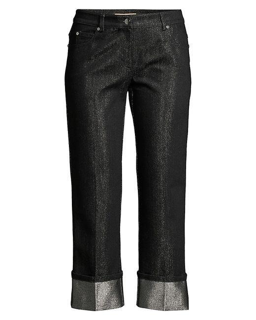 Michael Kors Collection Monogram Cuffed Shimmer Straight-Leg Crop Jeans