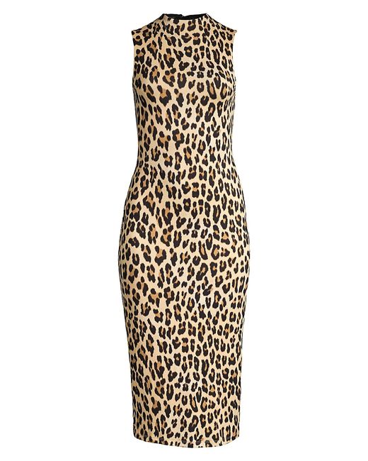 Alice + Olivia Delora Leopard Sleeveless Bodycon Dress