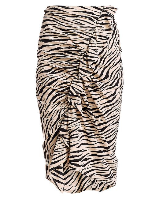 A.L.C. . Metz Tiger-Print Stretch Silk Ruffle Skirt