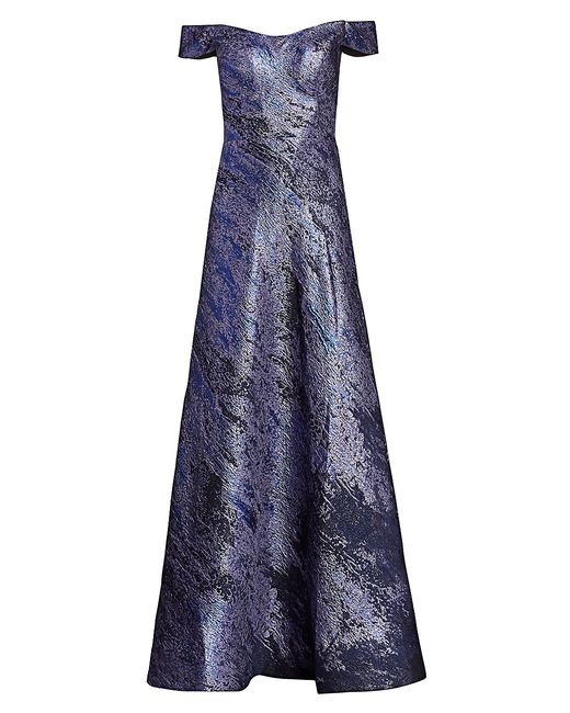 Rene Ruiz Collection Brocade Off-The-Shoulder Gown