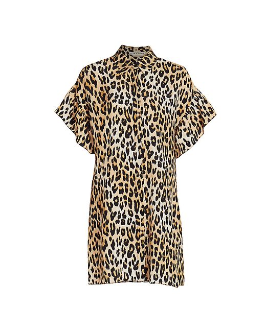 Alice + Olivia Jude Ruffle-Sleeve Leopard Shirtdress
