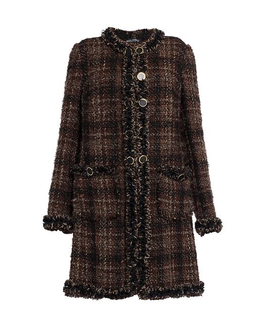 Dolce & Gabbana Collarless Tweed Coat 36 0