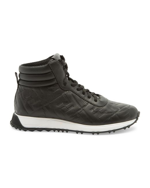 Fendi FF Logo Leather High-Top Sneakers 9.5 UK 10.5 US