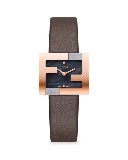 Fendi Timepieces Rose Goldtone FF Logo Watch