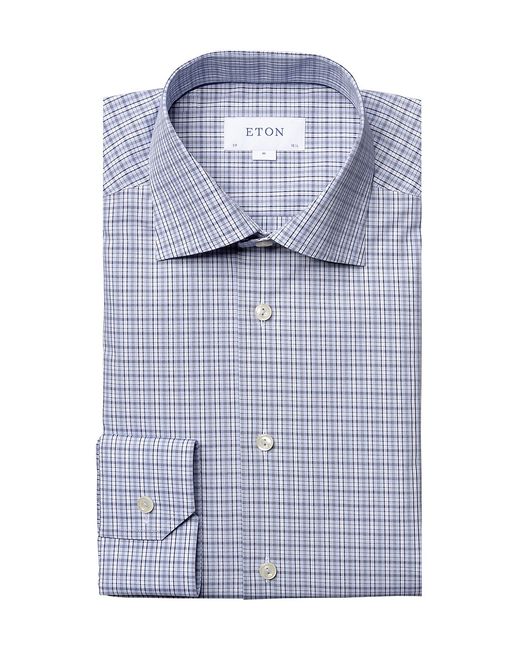 Eton Slim-Fit Plaid Cotton Dress Shirt