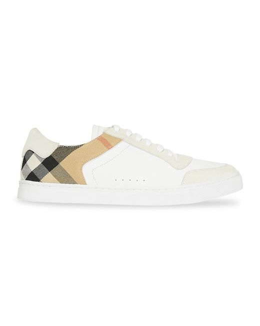 Burberry Reeth Low-Top Check Detail Leather Sneakers 43 10